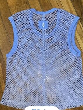 Free People Light Blue Mesh Sleeveless Top